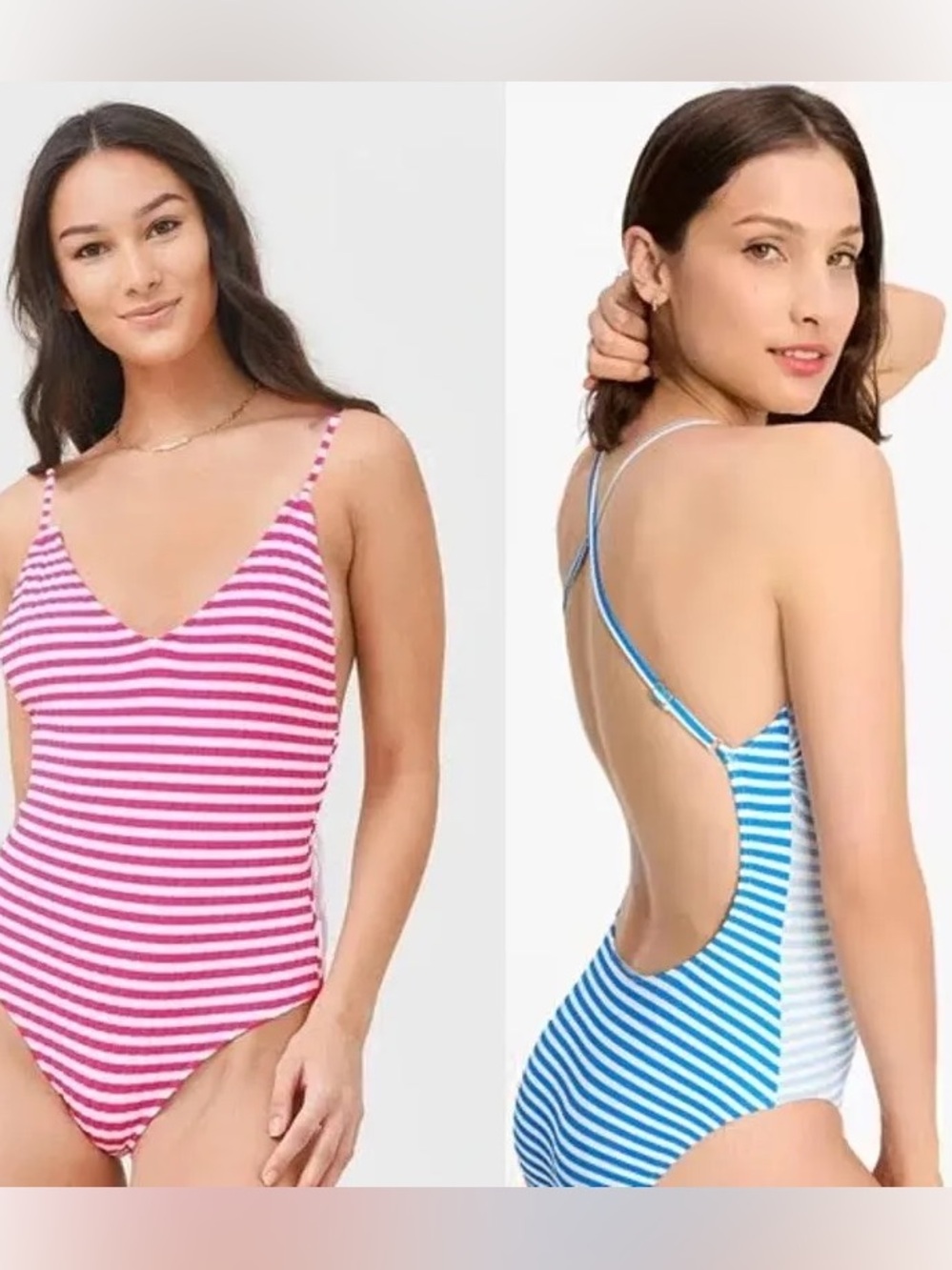 Kate Spade One Piece Swimsuit Hot Pink and White Stripes Sz L NWOT
